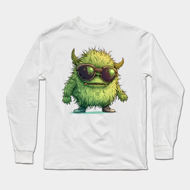 Cute Fluffy Monster Long Sleeve T-Shirt by Obotan Mmienu